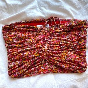 Urban outfitters red floral bandeau top